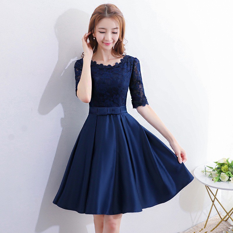 Free Shipping Evening Dress Female Banquet Small Lady Noble Short Section Birthday Party Dress Simple And Elegant Par Shopee Malaysia
