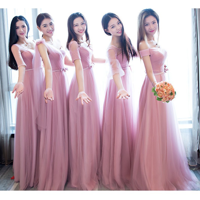 Women Bridesmaid Dress Long Section Sister Dresses Wedding Dinner Evening Dress Shopee Malaysia