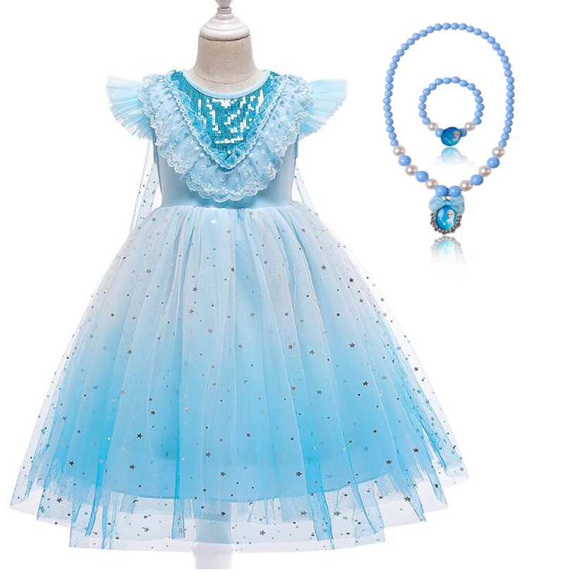 Kame Girls Frozen Costume Dress Princess Dress Elsa Dress Birthday Party Dress Mesh Sequin Performance Dress Cape Detachable W990 Shopee Malaysia
