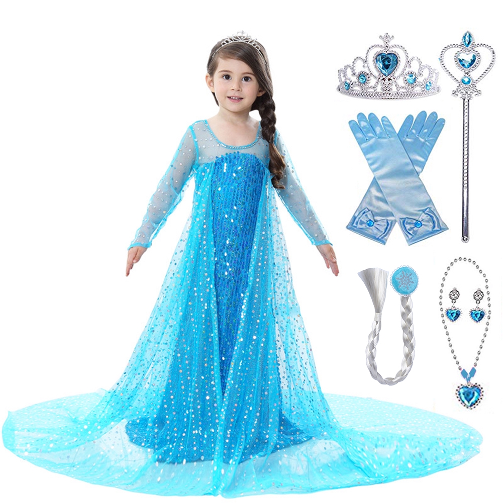 Elsa Dress New Christmas Dress For Girls Costume Halloween Children Princess Dress Kids Birthday Party Dresses Shopee Malaysia