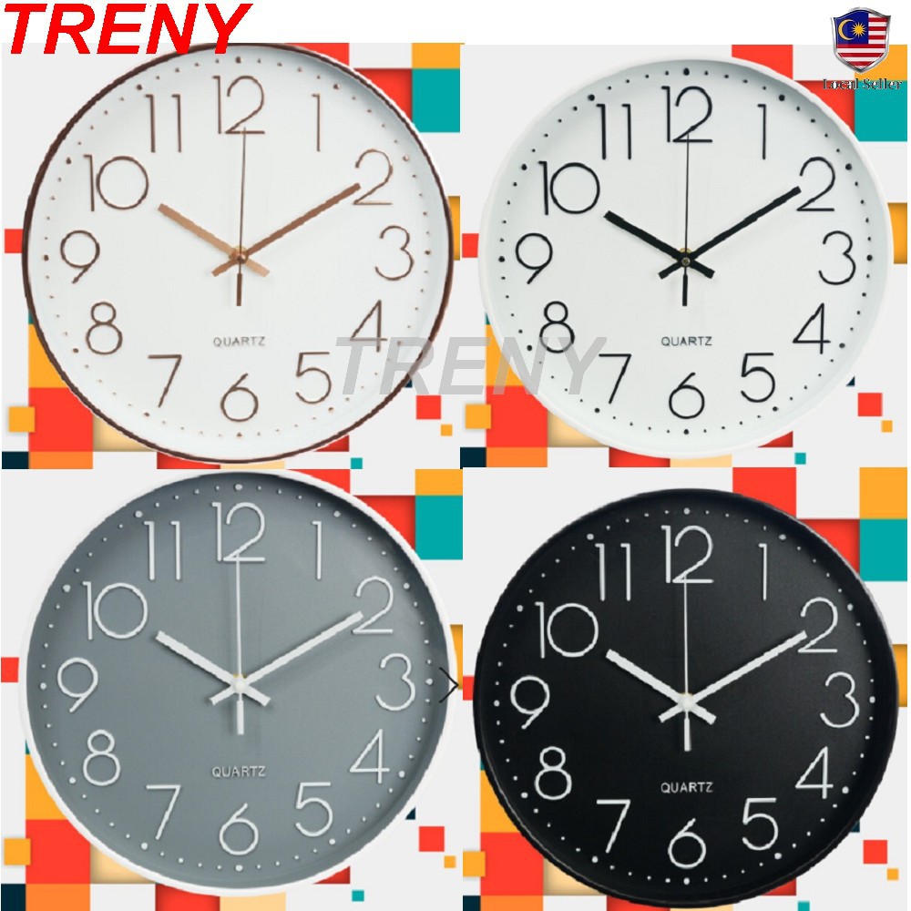 Treny Creative Digital Wall Clock Simple Modern Design Nordic Brief For Living Room Watch Wood Wall Clocks Home Decor Si Shopee Malaysia