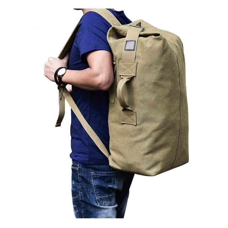 Multifunctional Military Tactical Canvas Backpack Men Big Army Bucket Bag Outdoor Sports Duffle Bag Travel Rucksack Shopee Malaysia