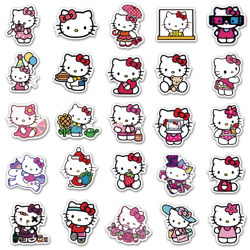 50 hello kitty stickers hello kitty cartoon suitcase skateboard notebook graffiti sticker stickers shopee malaysia
