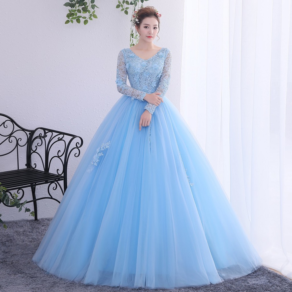 Po Muslimah Long Sleeve Pink Blue Ball Wedding Bridal Prom Dress Gown Rbmwd0173 Shopee Malaysia