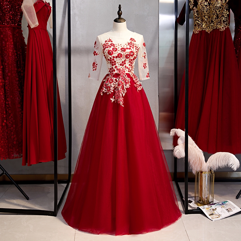 Custom Made Red Bridal Wedding Ball Gown Women Annual Dinner Night Anniversary Celebration Graduation Event Formal Dress Shopee Malaysia