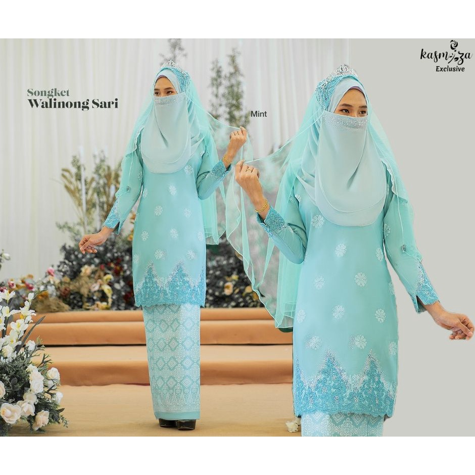 Buy (new) baju melayu c/m modern fit nabil ahmad in mint green 07 / package sampin & button @ jakel online. Mint Green Set Nikah Tunang Kurung Moden Songket Walinong Sari Baju Melayu Jebat Eksklusif Shopee Malaysia