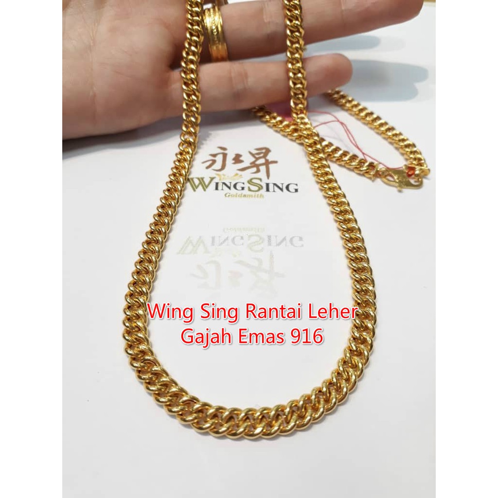Emas bangkok original cop 916 rantai leher gold necklace lady lucky bead . Wing Sing 916 Gold Hollow Budget Chain Rantai Leher Bajet Gajah Sauh Kosong Emas 916 Shopee Malaysia