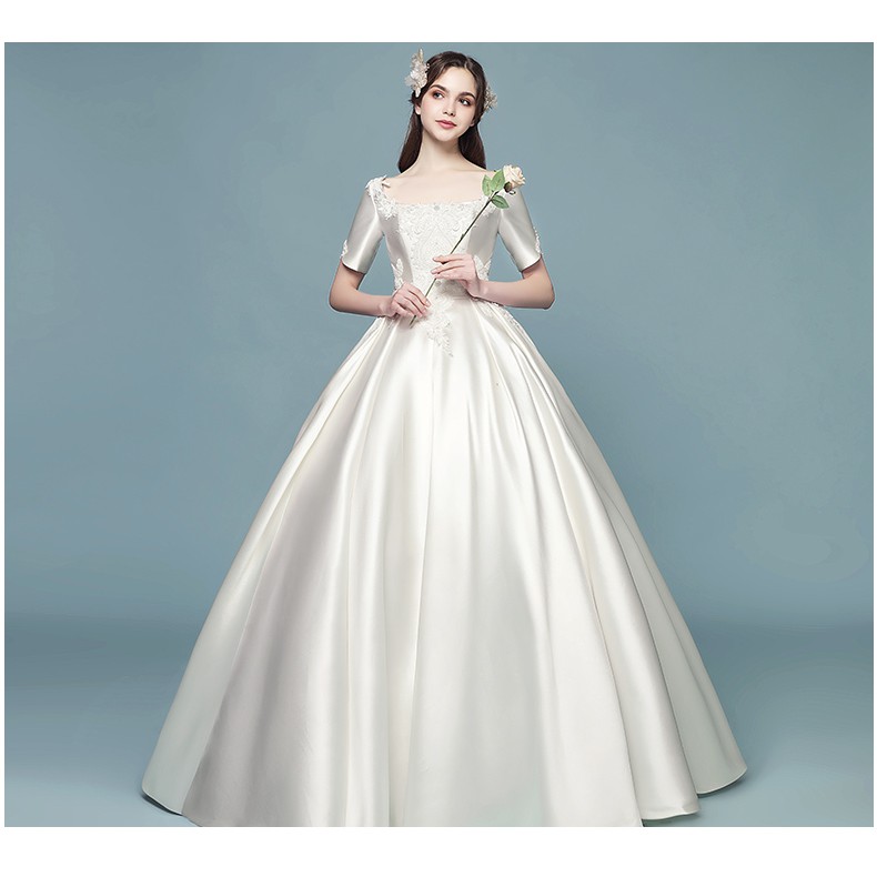 Xtramiles white plus size shirt ramona stripe white 235faaa6d42bbfgs. Pre Order White Long Sleeve Satin Wedding Bridal Dress Gown Plus Size Rb1892 Shopee Malaysia