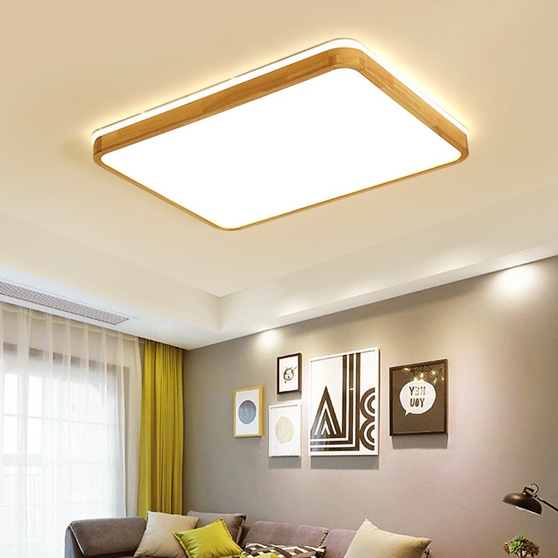 Nordic Modern Simple Led Round Solid Wood Bedroom Ceiling Light Ultra Thin Wood Living Room Rectangular Lamp Shopee Malaysia