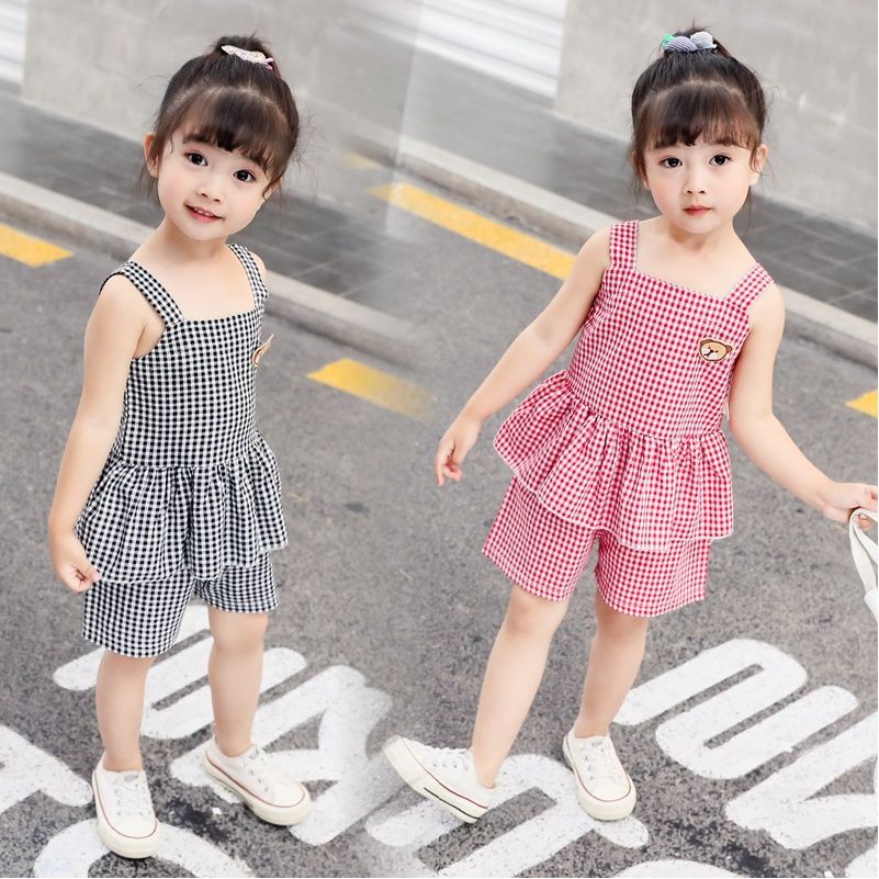 Summer Dress Children S Clothes Girls Summer Suit 2019 New Baby 01 4 Years Old Children In Western Style Two Piece T Shopee Malaysia