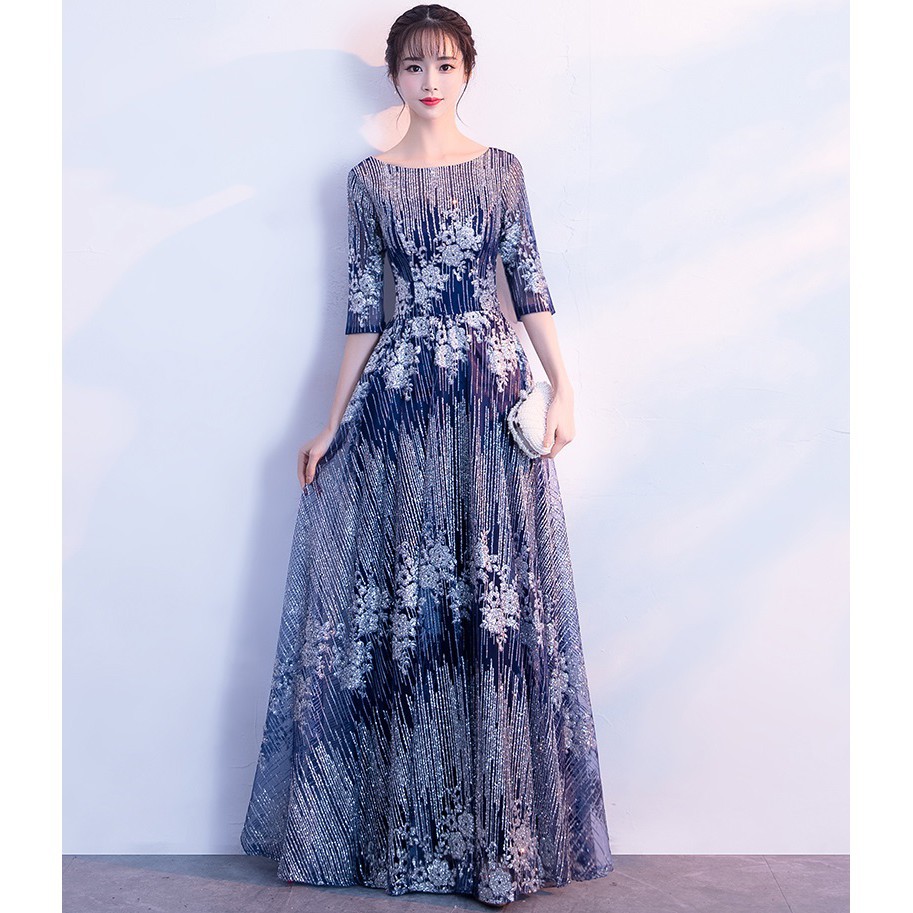 3xl Elegant Embroidery Baju Kurung Dinner Dress Women Wedding Gown Formal Dress Shopee Malaysia