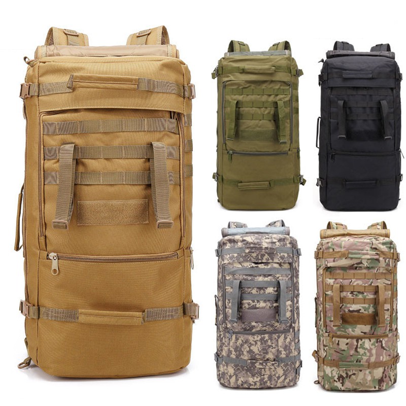 60l Waterproof Molle Camo Tactical Backpack Military Army Hiking Camping Backpacks Travel Rucksack Outdoor Sports Climbing Bag Shopee Malaysia