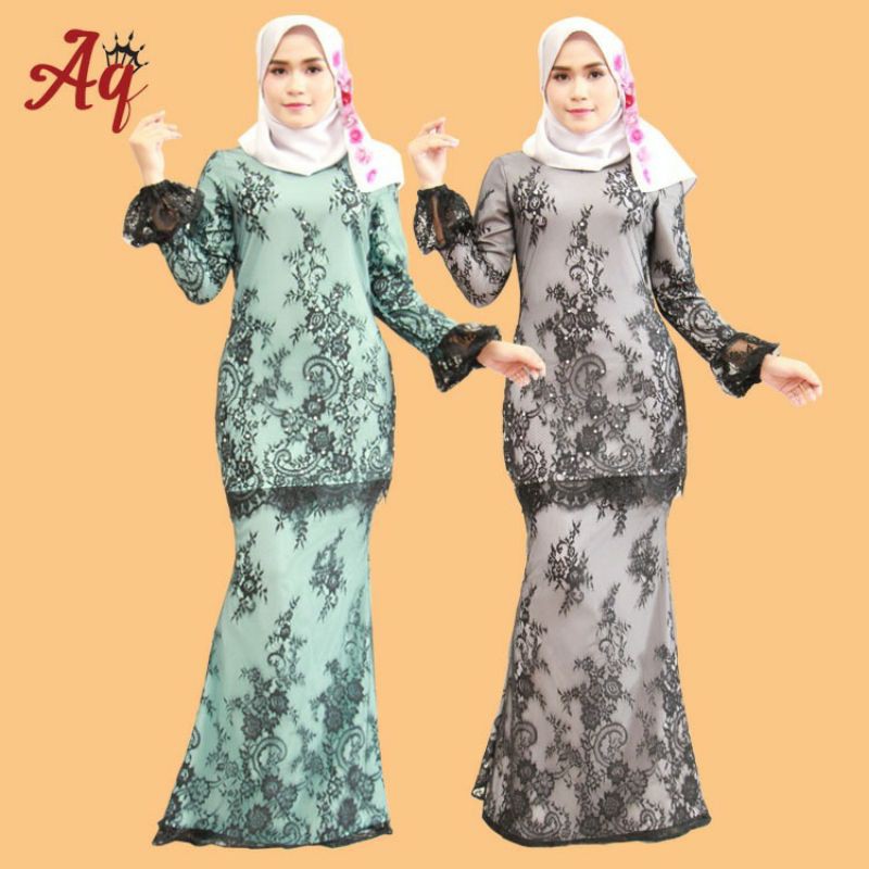 Fashionista now wear this demure french lace kurung style · french lace kedah baju kurung · material exclusive french lace georgette chiffon fully . Lace Viral Rayana Kurung French Lace Shopee Malaysia