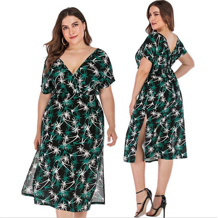 Plus Size Women Printed Floral Fashion Korean Midi Dress Big Size Holiday Boho Beach Casual Maxi Lady Dress Xl 5xl Shopee Malaysia