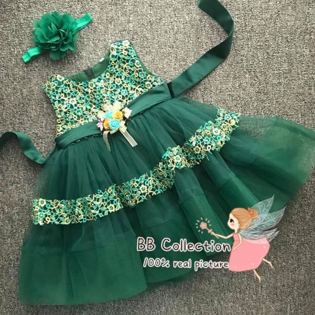 Ready Stock1 Baby Dress459 Emerald Green Shopee Malaysia