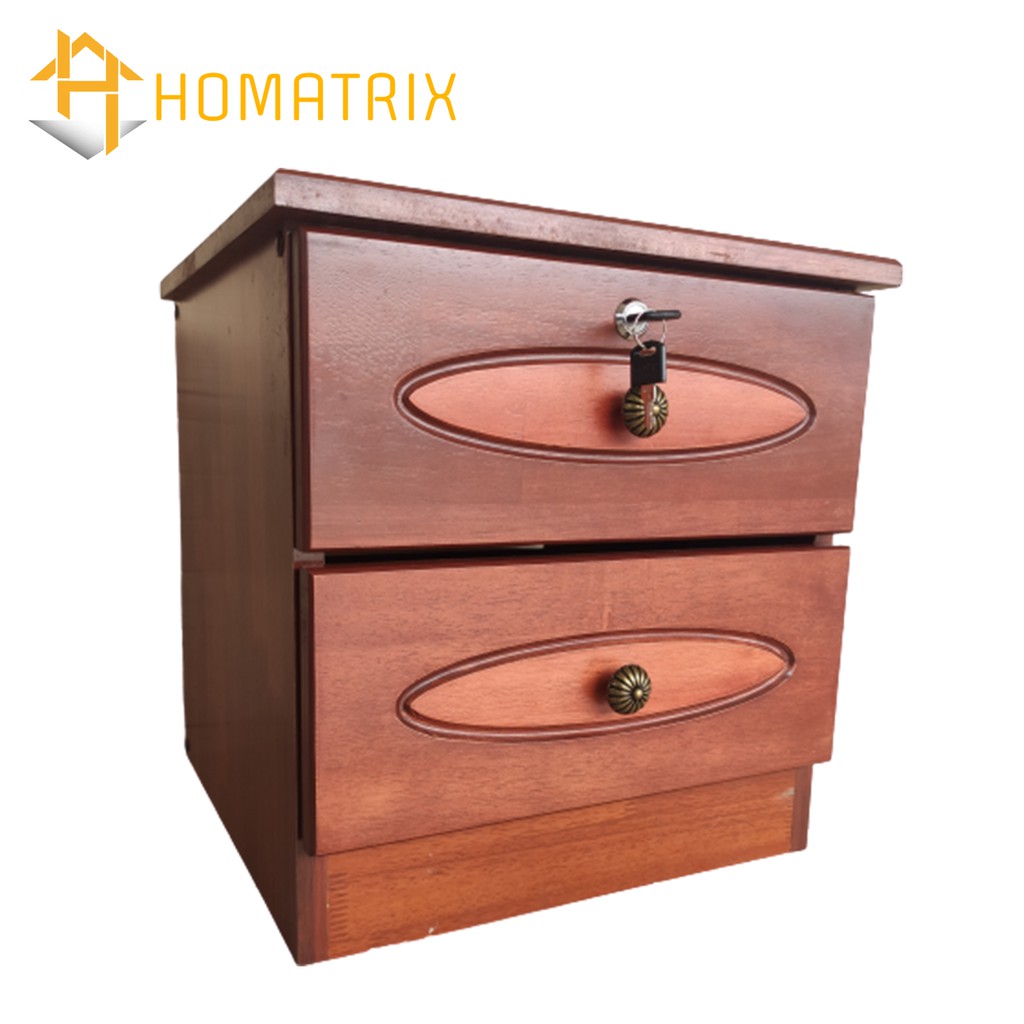 Solid Wood Rubber Wood Square Small 2 Drawer Storage Bedside Table Modern Nordic Simple Design Chest 7029 Homatrix Shopee Malaysia