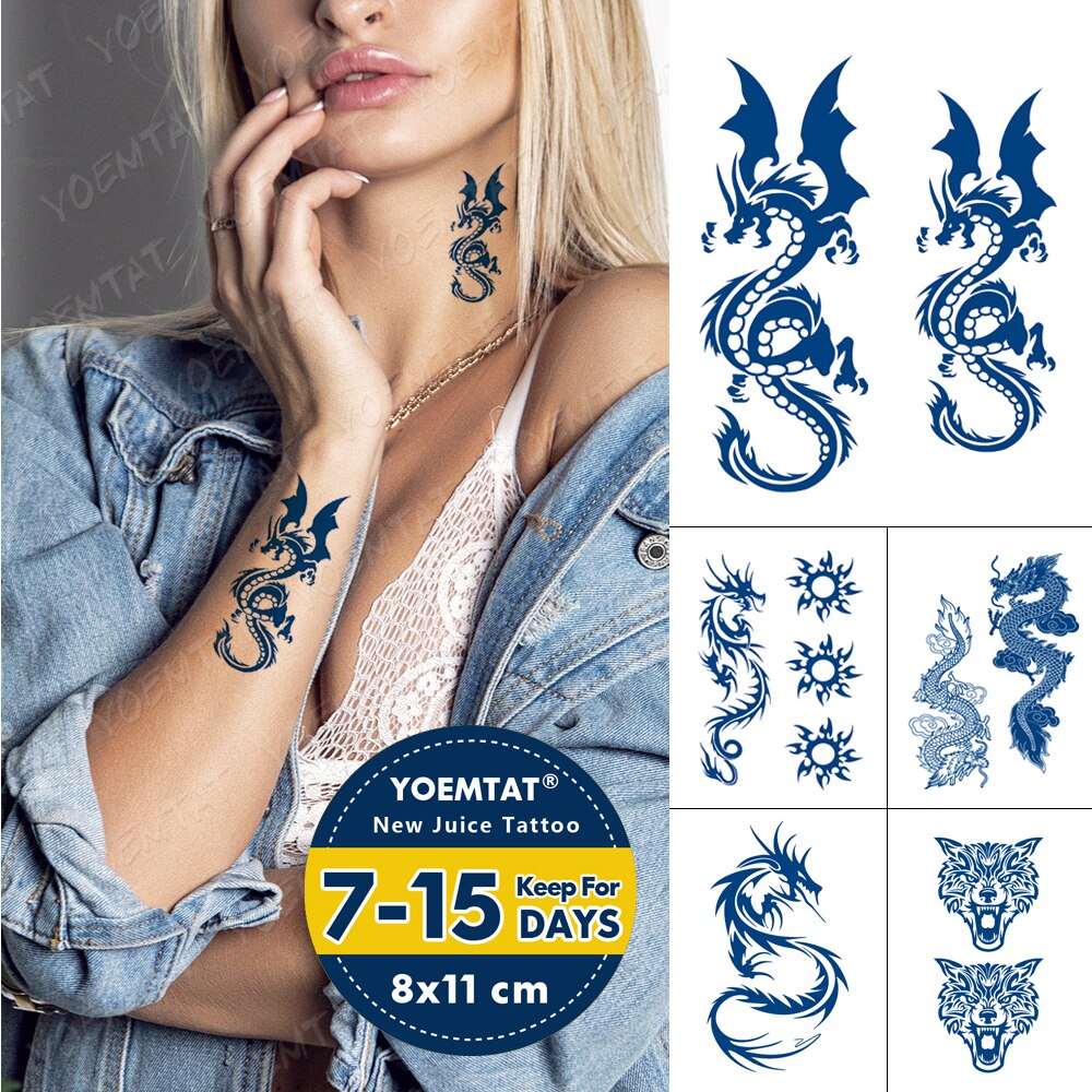 Lasting Juice Ink Waterproof Dwaterproof Water Temporary Tattoo Sticker Sun Dragon Totem Tattoos Maori Wolf Body Art Fake Arm Tatoo | Shopee Malaysia 1000_x_1000_jpg