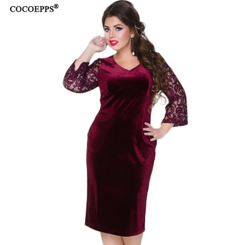 Velvet Plus Size Women Lace Dress Evening Party Dinner Vintage Maxi Dress L 6xl Shopee Malaysia