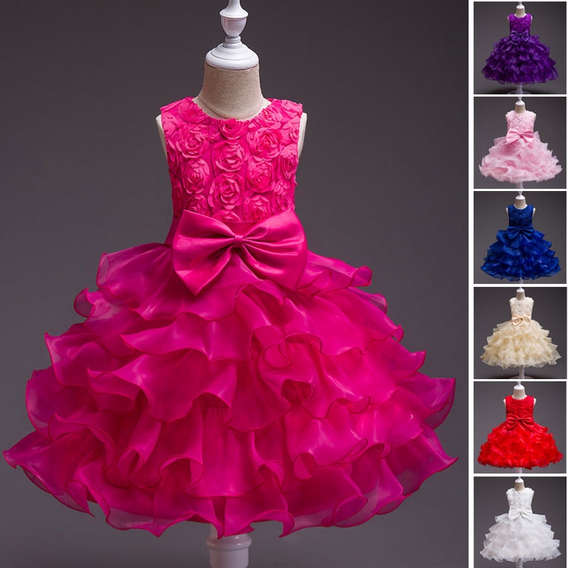 Girls Flower Dress 3 10 Years Kids Baby Butterfly Birthday Party Dresses Shopee Malaysia