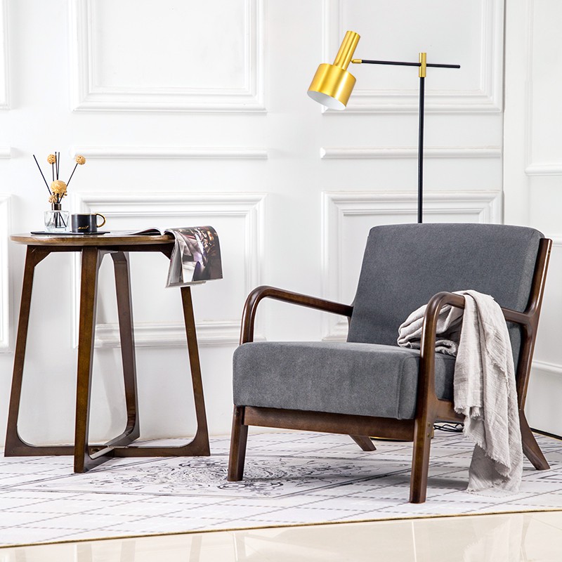 Nordic Lazy Single Sofa Chair Solid Wood Casual Fabric Modern Minimalist Backrest Living Room Balcony Bedroom Small So Shopee Malaysia