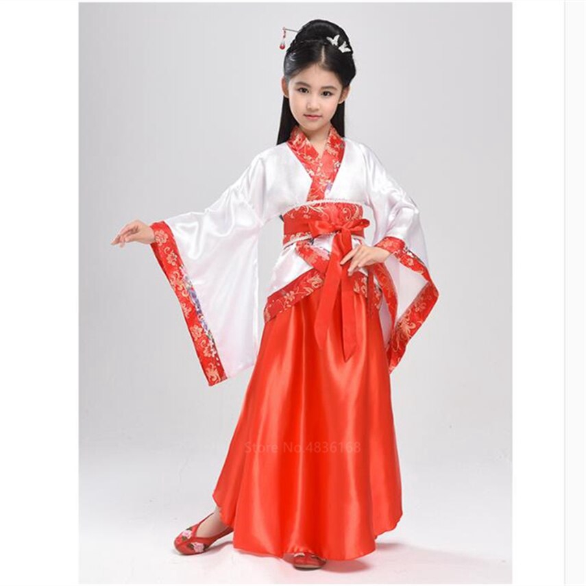 Girls Chinese Style Costume Oriental Embroidered Cheongsam Tang Suit New Year Costume Fancy Dress Sets