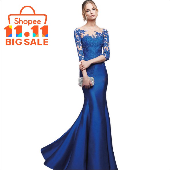 On Sale Elegant Blue Dinner Dress Women Mermaid Dresses Wedding Gown Dresses Shopee Malaysia