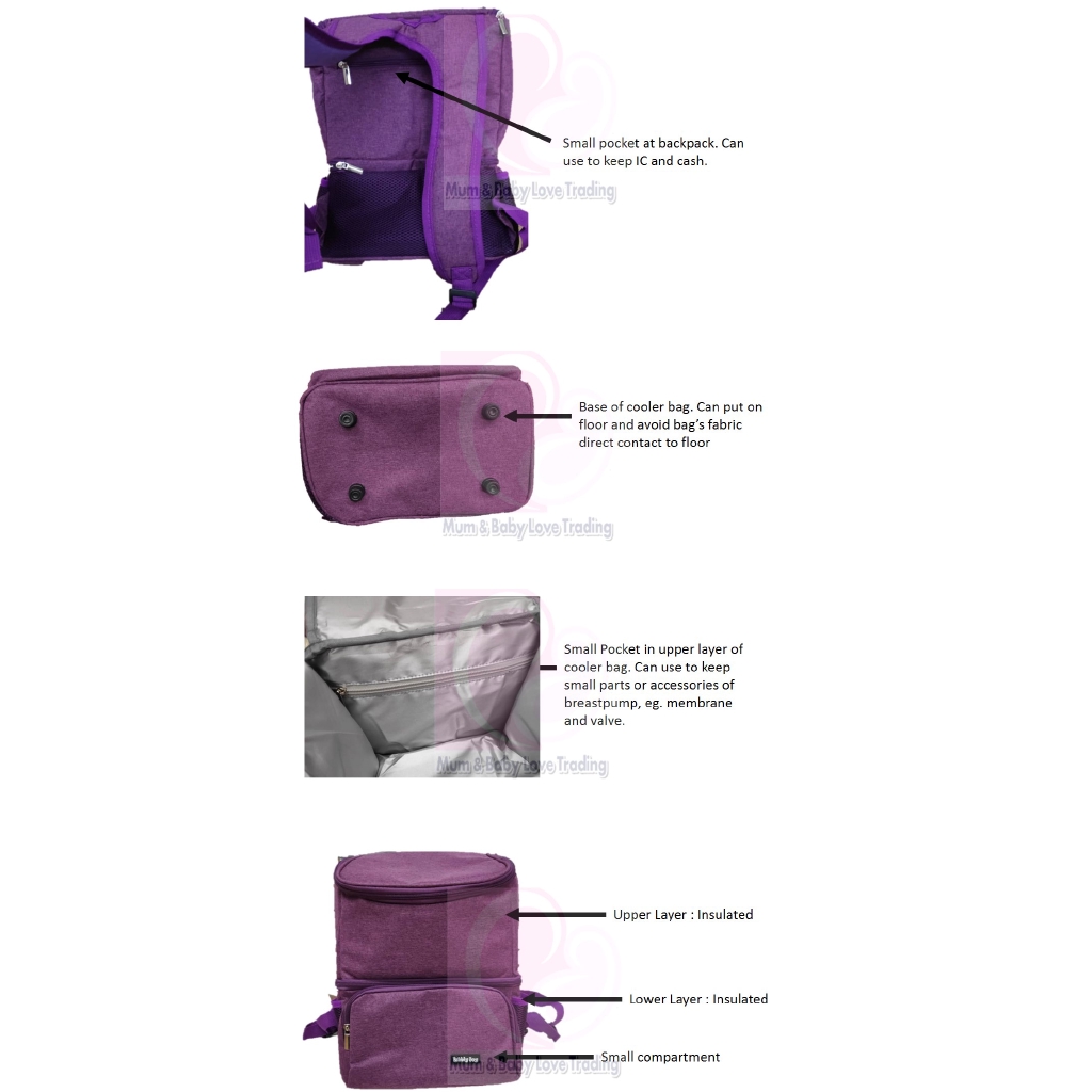 Bubbly Joy Double Layer Backpack Cooler Bag Grey Purple 1pc Shopee Malaysia