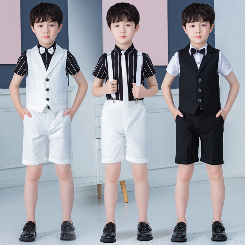Boys Suit Wedding Set Boy S Suit Vest Boys Casual Suits Korean Style Boys Suits Short Sleeved Suits Boys Summer Dresses Kindergarten And Elementary School Clothes Boys Graduation Dresses Performance Host Suits Boys Summer