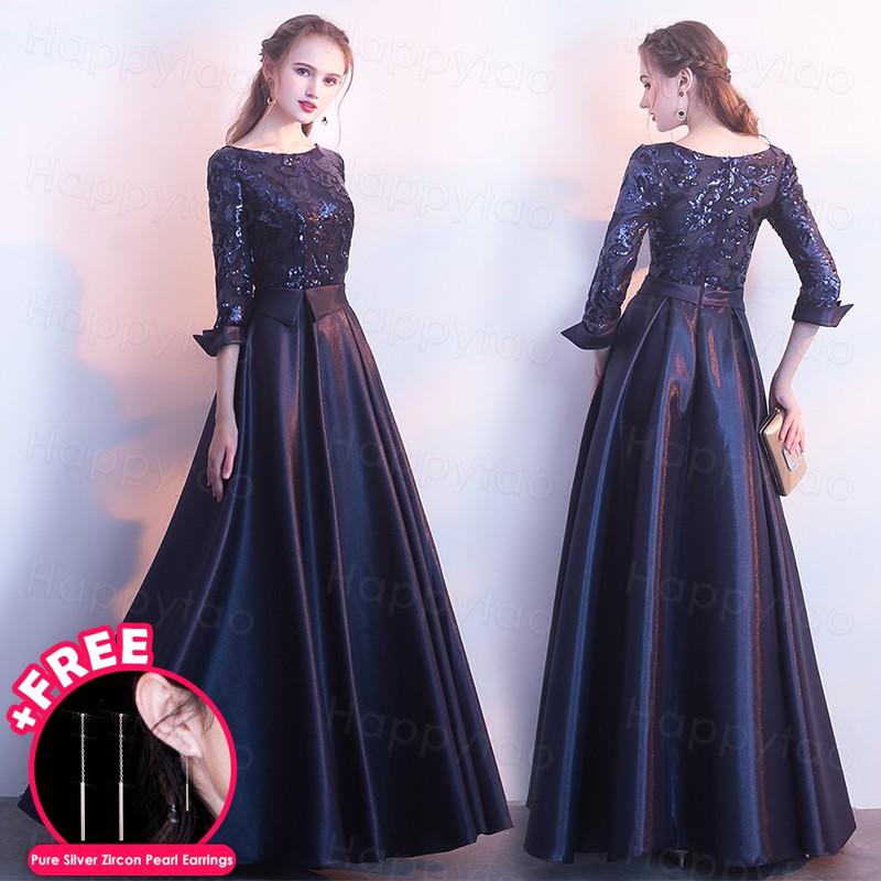 Customize Women Stylish Wedding Dinner Dress Sister Girl Luxury Elegant Evening Lace Long Party Dinner Prom Maxi Dresses Shopee Malaysia