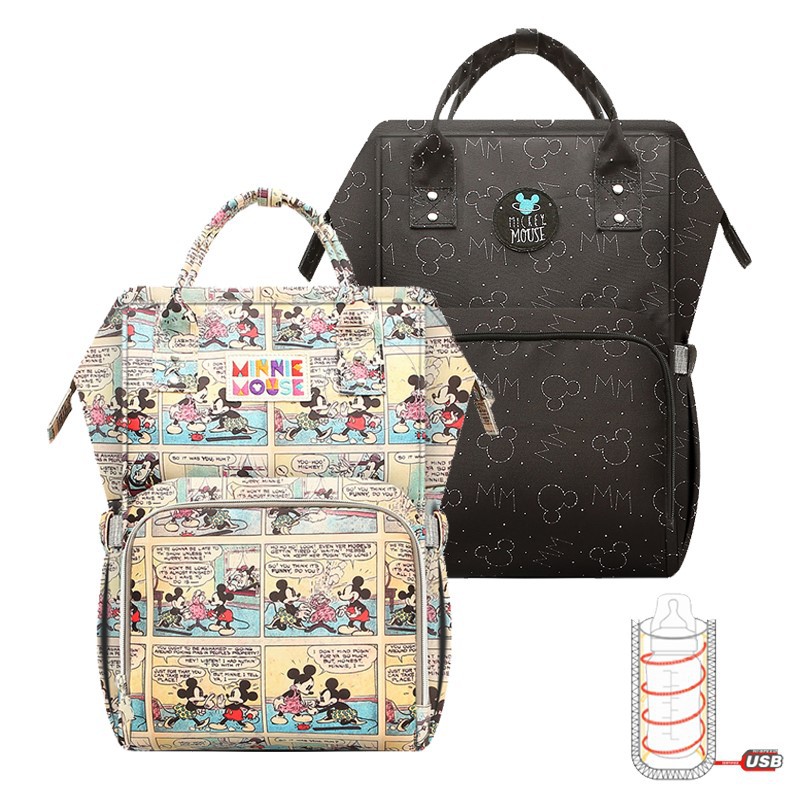 Disney Diaper Bags Usb Waterproof Diaper Bags Oxford Cloth Baby Feeding Storage Bag Mummy Travel Backpack Shopee Malaysia