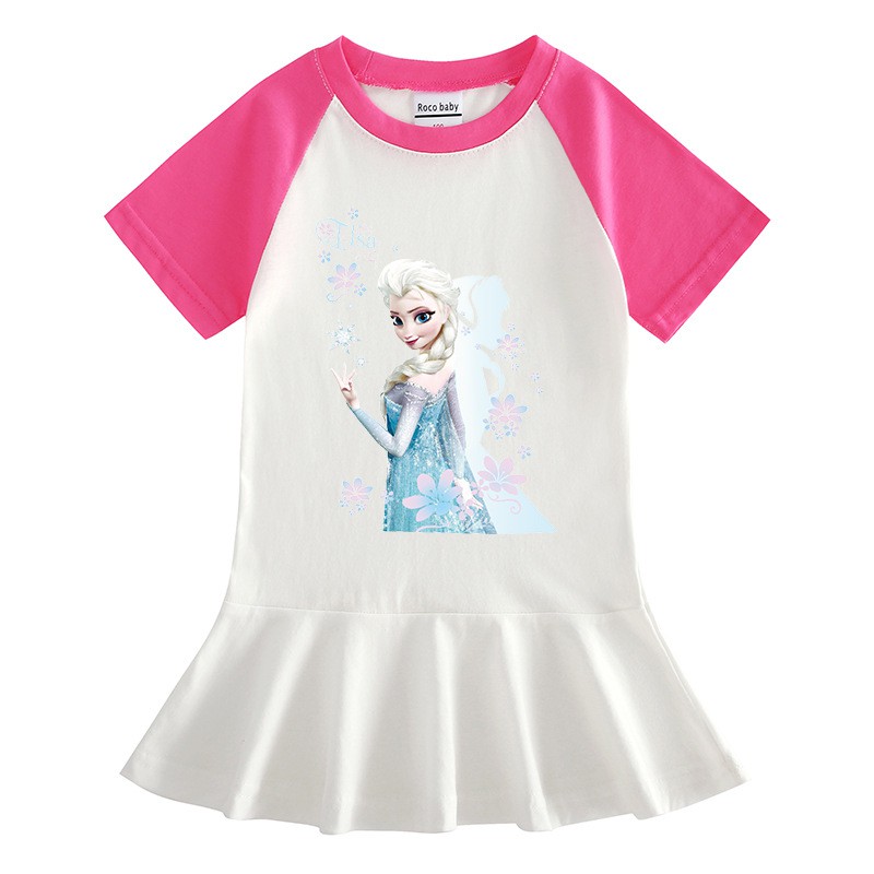 Elsa Anna Girls Dresses 2020 Fashion Frozen 2 Baby Princess Party Short Sleeve Dress Children Clothing Ice Snow World 2 Carnival Party Birthday Dress Kids Cosplay Costume For 2 8 Years Old Baby
