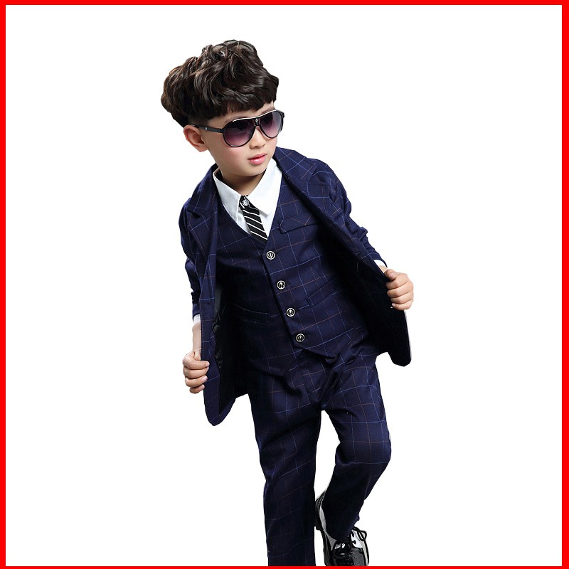 Ready Stock Boys 3pcs Plaid Tuxedos Teen Boys Grid Formal Suit Children Spring Wedding Suit Boys Ceremony Clothing Shopee Malaysia