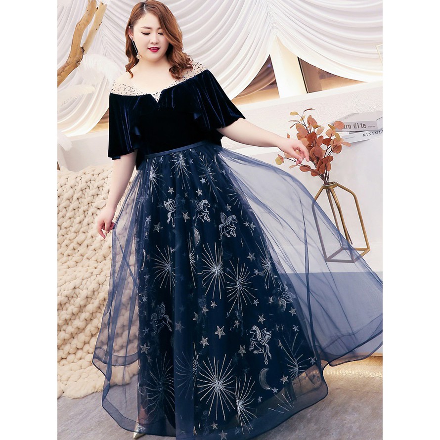 2xl 6xl Big Size Floral Evening Party Dress Women Girl Formal Bride Bridesmaid Dinner Wedding Gown Event Maxi Dresses Shopee Malaysia