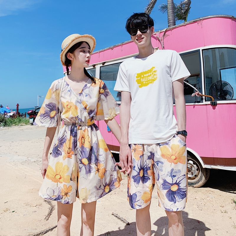 Couple Suit Fashion Summer Wear 情侶裝 Beach Holiday Women S Dress Men Shorts Lovers Clothes Shopee Malaysia