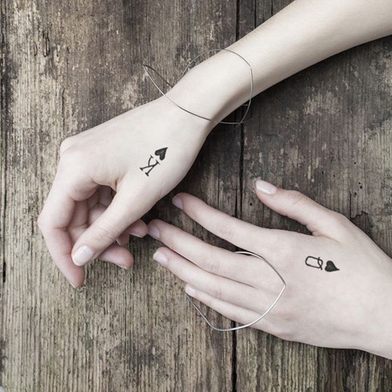 Couple Tattoo Stickers Men And Women Poker Letter Kq Hand-Painted Waterproof Temporary Tattoo | Shopee Malaysia 800_x_800_jpg