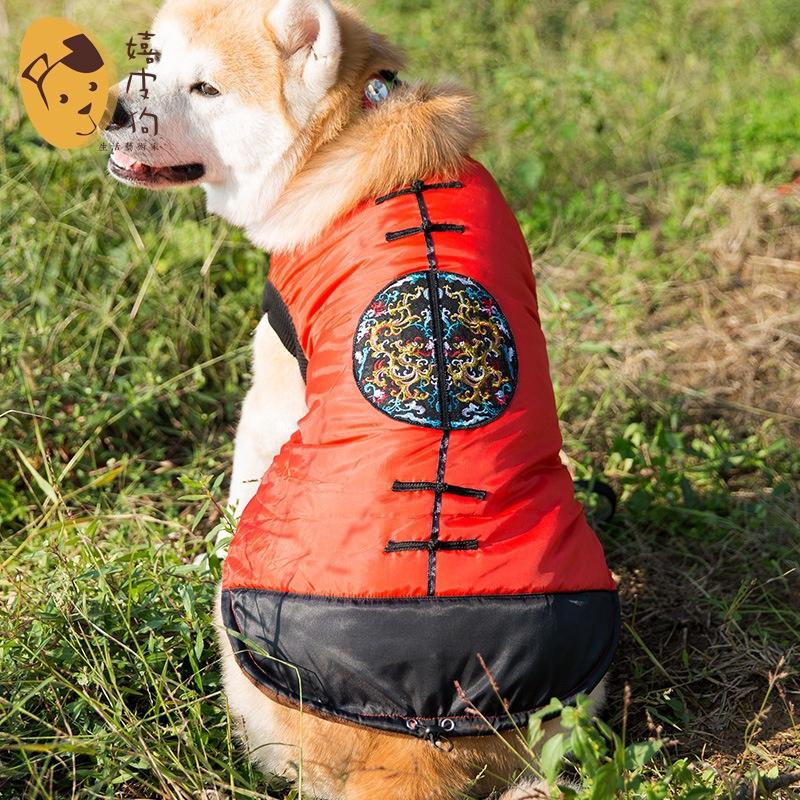Chinese Style Dog Dress Dog Clothing Autumn Winter Gold Hair Large Dog Clothes Shopee Malaysia