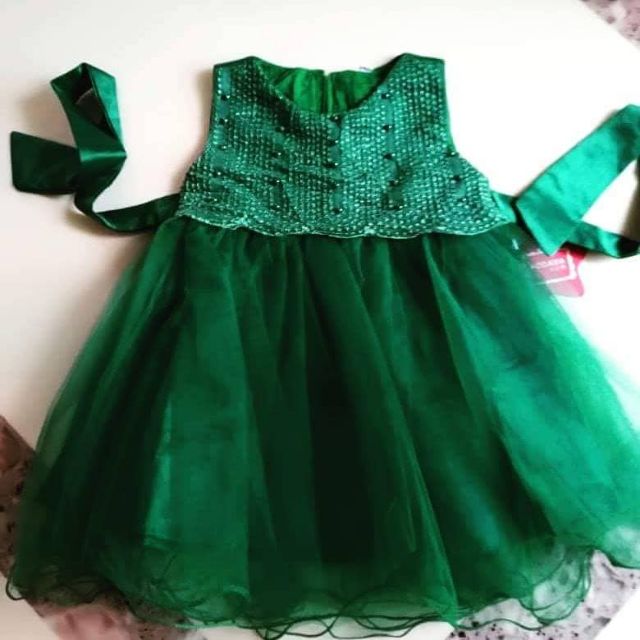 Ready Stock Dress Gown Emerald Green Baby Kids Shopee Malaysia