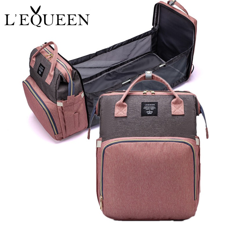 Nappy Backpack Hooks Diaper Bags Changing Pad Fabric Mummy Bag Crib Design Lequeen Waterproof Shopee Malaysia