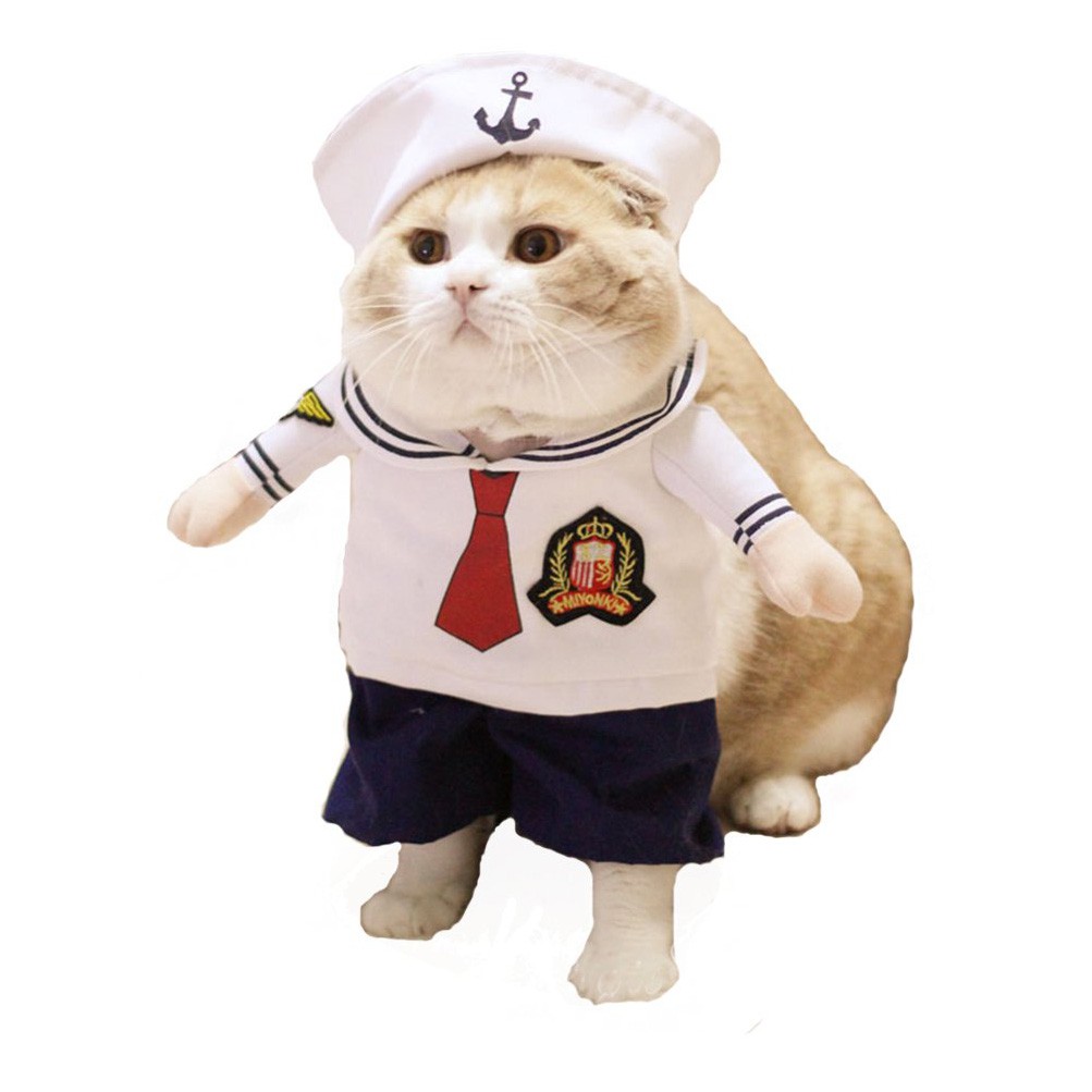 Liuliu Sailor Costume Navy Suit Cat Dress Up Dog Clothes With Hoodies Costume Shopee Malaysia