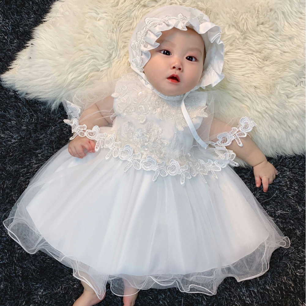 Newborn Baby Girl Christening Dress Gown Set Embroidery Baptismal Outfits Formal Baby Wedding Dresses Birthday 1 Year Shopee Malaysia