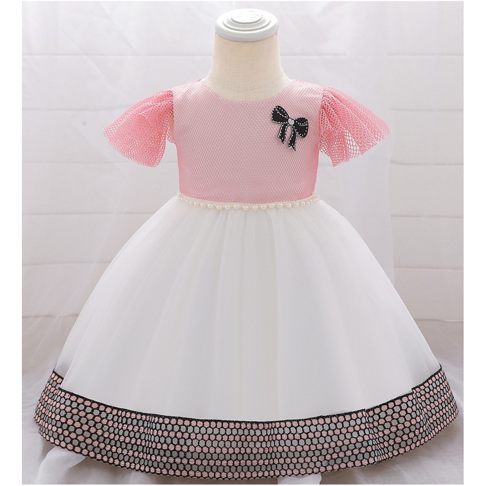 2019cute And Stylish Children S Anniversary Dress 1 3 Year Old Baby Beaded Princess Dress 70cm 90cm Size Shopee Malaysia