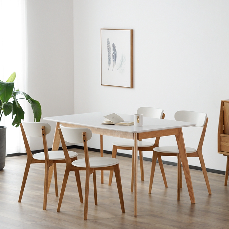 Simple Modern White Dining Table Nordic Small Dining Table And Chairs Japanese Oak Solid Wood Rectangular Dining Table Shopee Malaysia