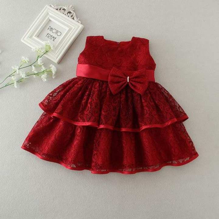 New Baby Girl Dress Hollow Lace Princess Infant Wedding Party Dresses Red White Newborn Gown Baby Girl Clothes 0 24 Mont Shopee Malaysia
