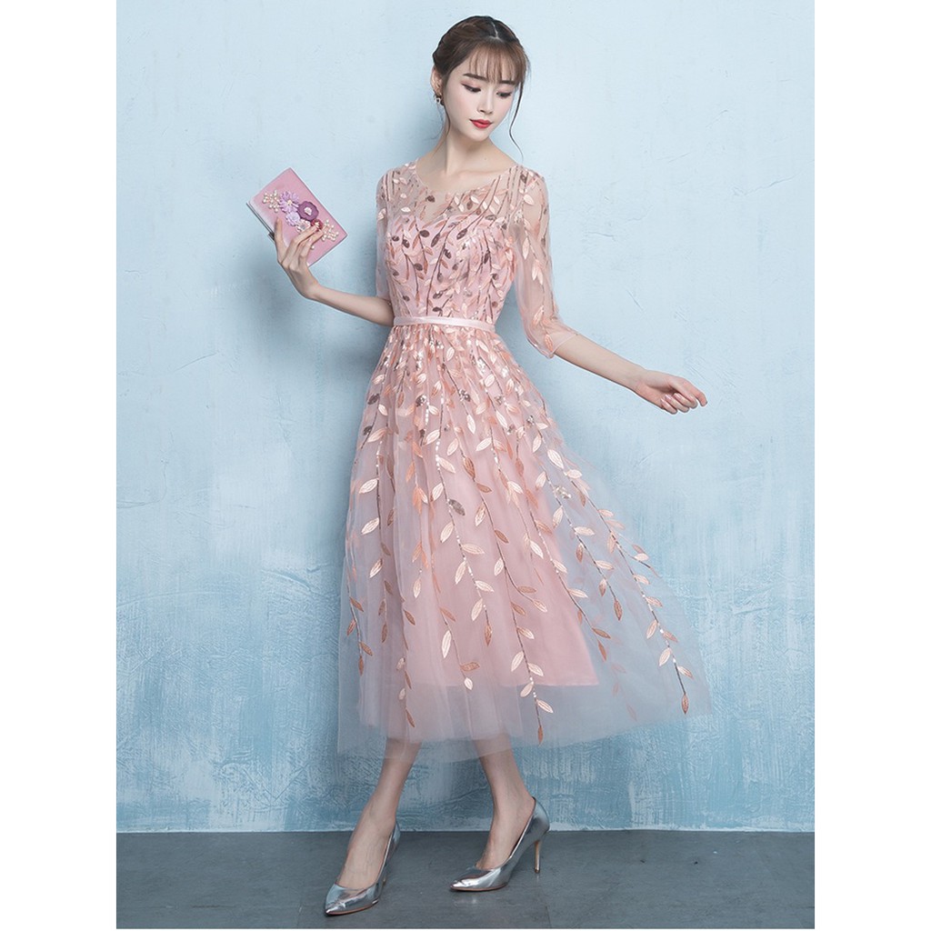 Beaunique Forest Theme Secret Garden Half Sleeve Floral Sequins Lunch Dress Shopee Malaysia
