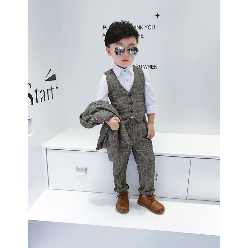 Plaid School Suit For Boys Costume Winter Kids Jacket Blazers For Boy Suit Formal Wedding Wear Thick Cotton Children Clo Shopee Malaysia