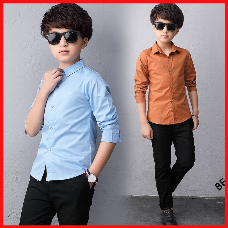 Ready Stock Baby Boys Clothes Kids Solid Wedding Shirts Summer Cotton Long Sleeve Formal Shirts Boys Casual Shirts Shopee Malaysia