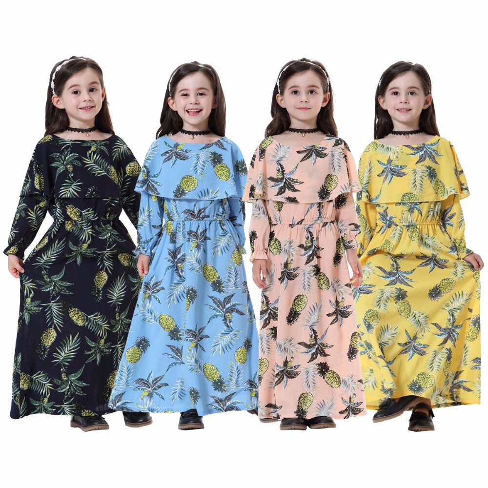 Traditional Muslim Arabia Baby Girl Clothes New Fashion Abaya Muslim Girl Dress And Abaya Islamic Children Printing Dresses Shopee Malaysia