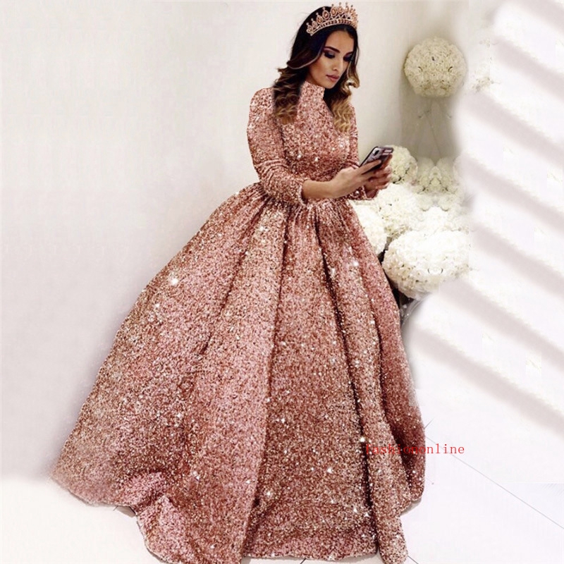 Sequin Tutu Wedding Ball Gown Dress Girl Luxury Palace Long Sleeve Shiny Bridal Formal Engagement Party Event Gown Women Dreamy Bandage Photograph Queen Noble Maxi Dresses Shopee Malaysia