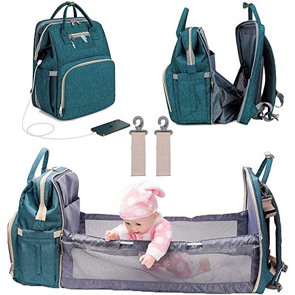 3 In 1 Diaper Bag Backpack Foldable Crib Waterproof Travel Bag With Usb Rechargeable Baby Diaper Changing Bag Shopee Malaysia