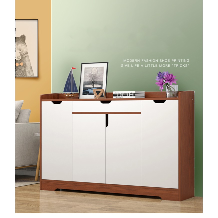 Modern Wood Shoe Cabinet Rack Storage Diy Shelves Home Office Hotel Drawer Simple Wooden Shoes Box Shelf Shoe Rack Shopee Malaysia